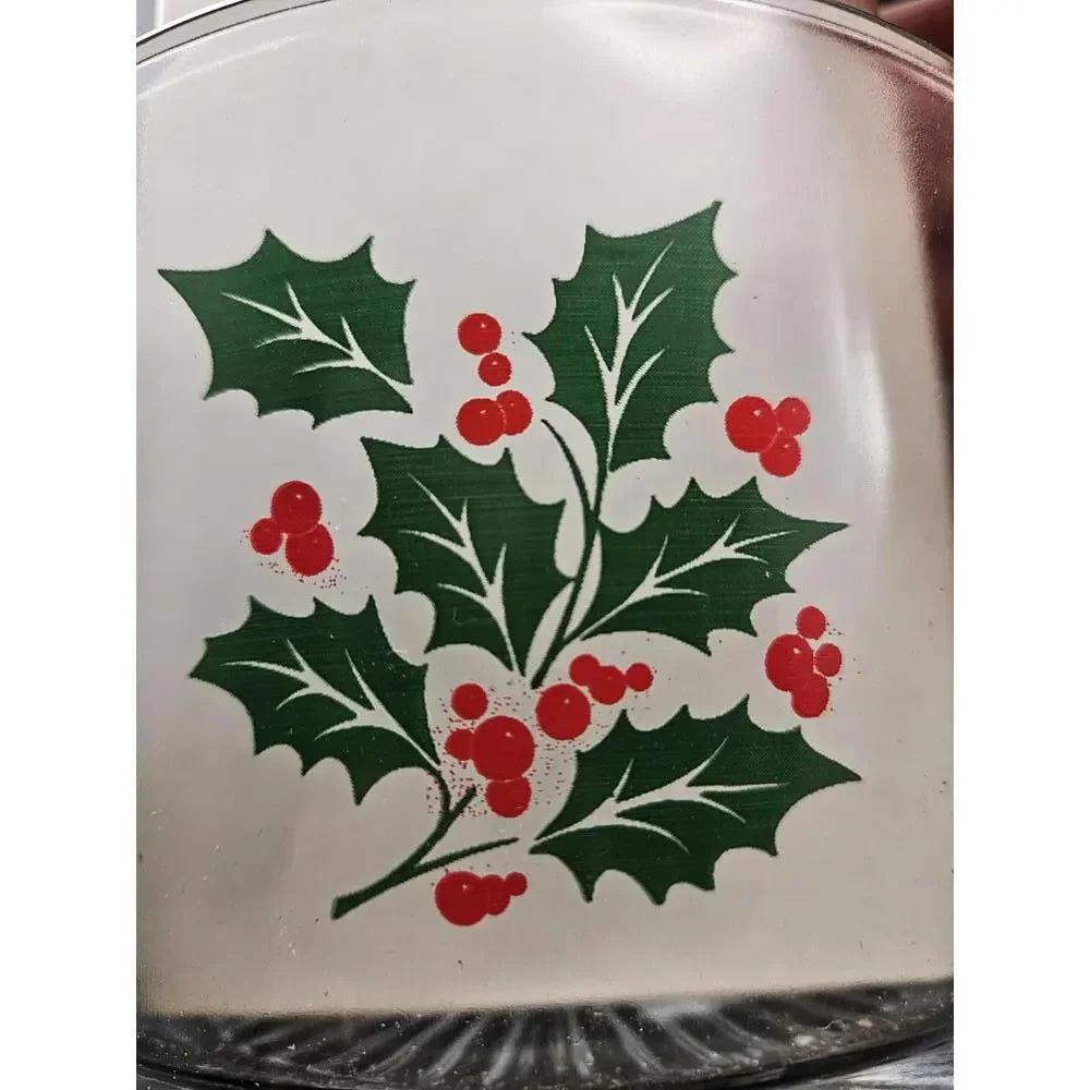 Vintage Starburst Holly & Berry Heavy Glass Serving/Trifle/Ice Bowl 3 Available